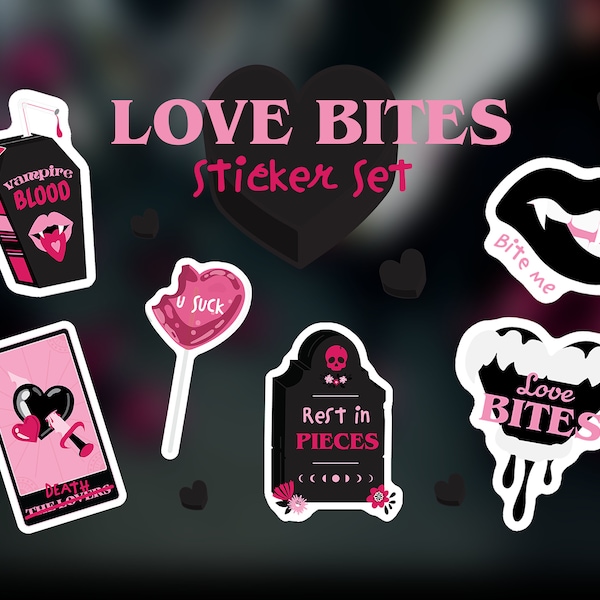 Love Bites Vampire Inspired Stickers | Laptop Sticker | Water Bottle Sticker | Planner Sticker | Gift