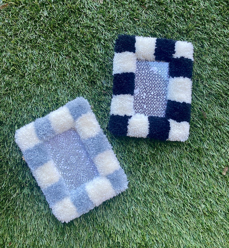 Tufted Checkered 4x6 Inch Photo Frames With Glass, Fuzzy Checker Print ...