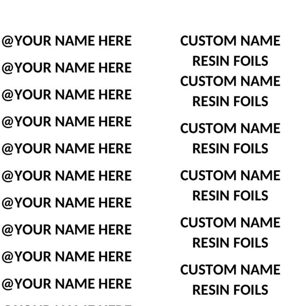 Resin Foil Custom Name Foil, Custom Business Name Foil, Name Stamp Foil, Resin Foil Inserts, Transparency Sheets for Resin Casting & Epoxy