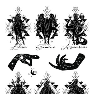 Resin Foil Zodiac Signs Art Deco Goddesses L1- Astrology Signs, Celestial, Resin Foil Inserts, Transparency Sheets for Resin Casting & Epoxy