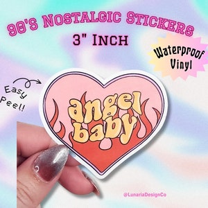 3&quot; 90s Angel Baby Waterproof Sticker, Retro 90&#39;s Nostalgia Sticker, Glossy Y2k Vinyl Sticker, &#39;00s Stickers, Easy Peel, 90s Laptop Stickers