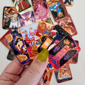 Mini Tarot Card Vinyl Waterproof Stickers, 2&quot; Major Arcana Tarot Stickers, 22 Card Tarot Vinyl Sticker Pack, Tarot Journal Stickers,