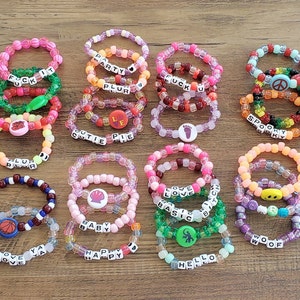 20 Random Kandi Bracelets Kandi Singles PLUR Assorted Beaded Bracelets ...