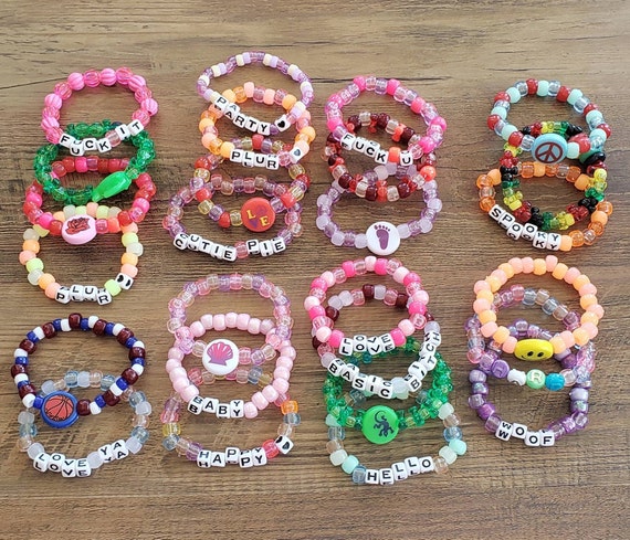 10 Random Kandi Bracelets Kandi Singles PLUR Assorted -  Denmark