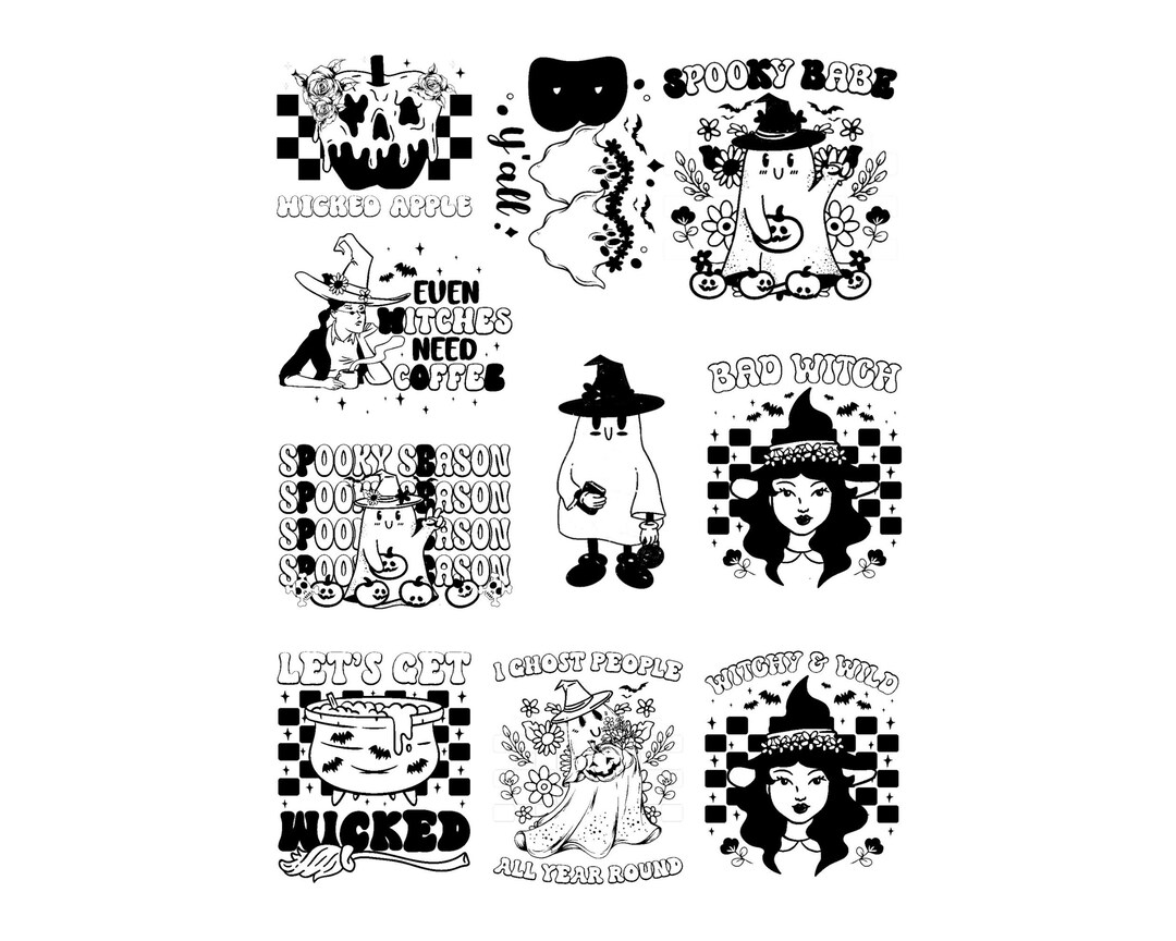 Resin Foil Retro Halloween 2, Halloween Foil Sheet, Groovy Halloween