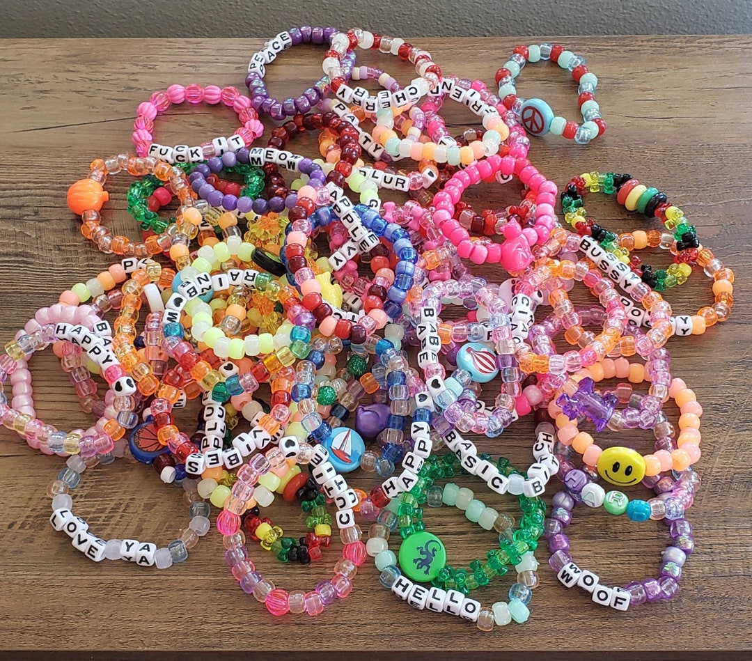 Random Assortment 6 total Kandi Bracelets Rave EDC Plur Trade Cute Kawaii  Charms