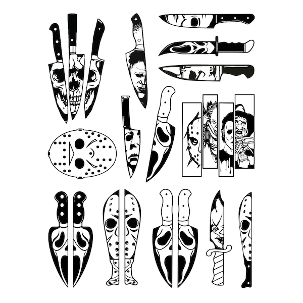 Resin Foil Horror Character Knives, Halloween Foil Art, Resin Inclusion, Resin Foil Inserts, Transparency Sheets for Resin Casting & Epoxy