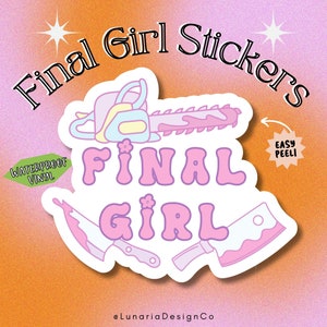 Pink Final Girl Sticker, Slasher Movie Stickers, Girly Stickers, Halloween Decals, Halloween Stickers, Waterproof Stickers, Kindle Stickers
