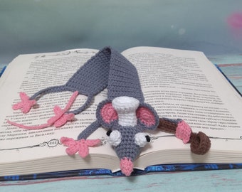 Crochet rat bookmark, crochet bookmark Ratatouille, Fanny bookmark