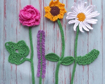 Crochet bookmark, flower bookmark, Crochet flower bookmark