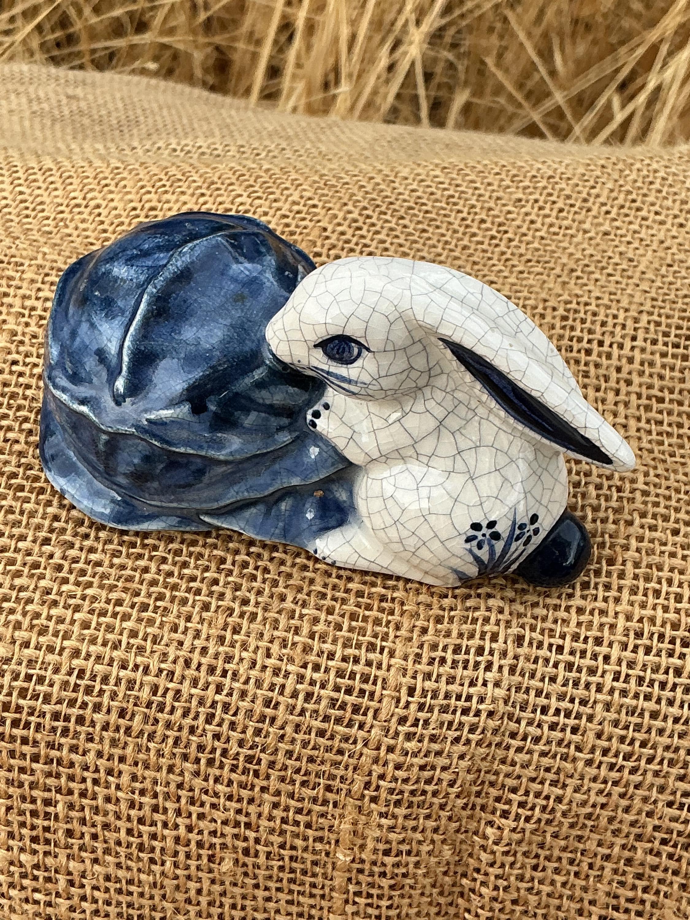 THE POTTING SHED うさぎ　大皿 プレート 28cm 青絵 飾り皿 The Potting Shed Dedham Pottery Bunny Rabbit - Etsy