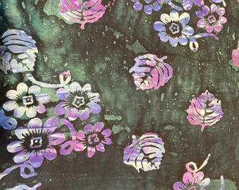 Rayon Batik Hunter/Purple Leaves