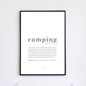 Poster "Camping" Definition | gift for campers | Decoration caravan, mobile home, camper | van life