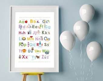 Poster, Bild "ABC" Buchstabenposter Kinder | Kinderzimmer | Schulanfang | Einschulung | Geschenk Geburtstag, Weihnachten, Ostern