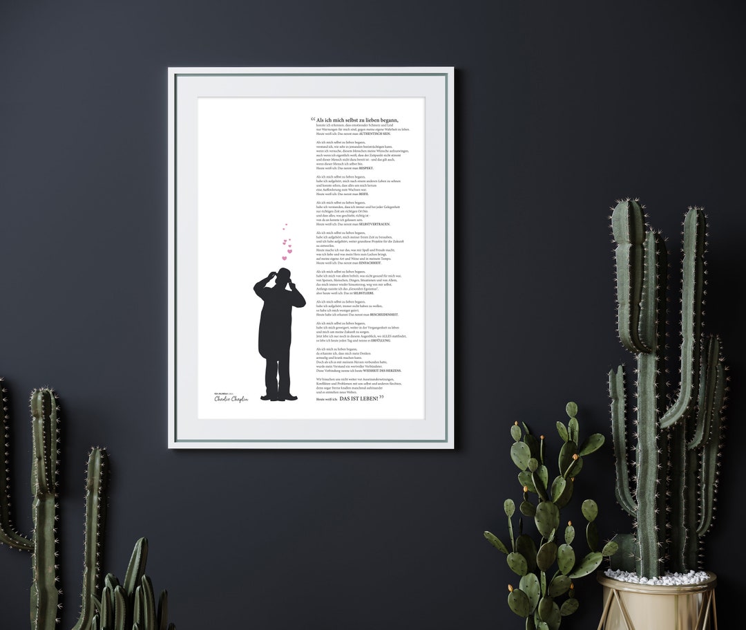Als Ich Mich Selbst Zu Lieben Begann Original Poster DIN A3/A2 "Charlie Chaplin Geburtstagsrede" | Selbstliebe