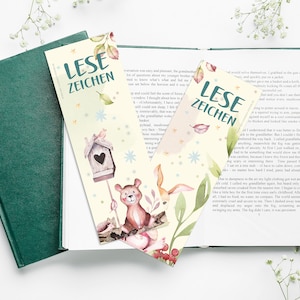 2x Lesezeichen "Tiere im Wald" 5,1x14,8cm | Schule | Affirmationen Kinder| Kinderzimmer | Geschenk Einschulung, Geburtstag, Weihnachten