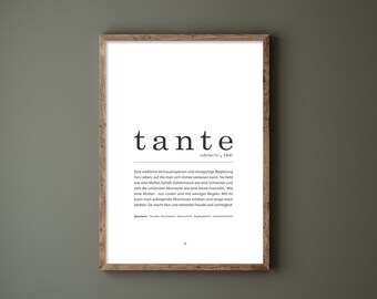 Poster, Bild "Tante" Definition | Geschenk Geburtstag, Ostern, Weihnachten | Danke