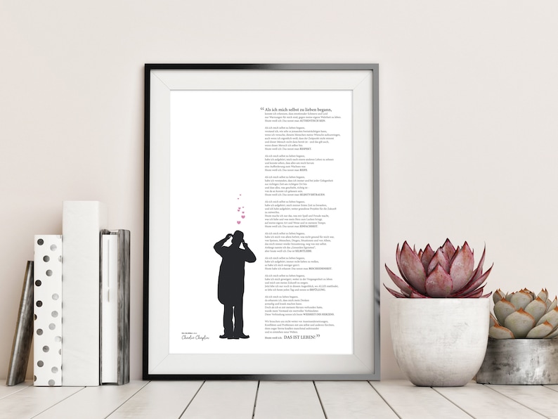 Poster, Bild Charlie Chaplin Geburtstagsrede Selbstliebe Selflove positives Mindset Als ich mich selbst zu lieben begann... Bild 2