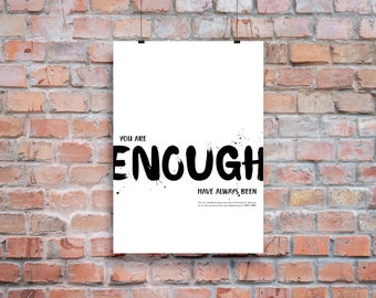 Poster, Bild "ENOUGH" | You are enough | Du bist genug | Wanddeko | Geschenk Geburtstag, Ostern, Weihnachten