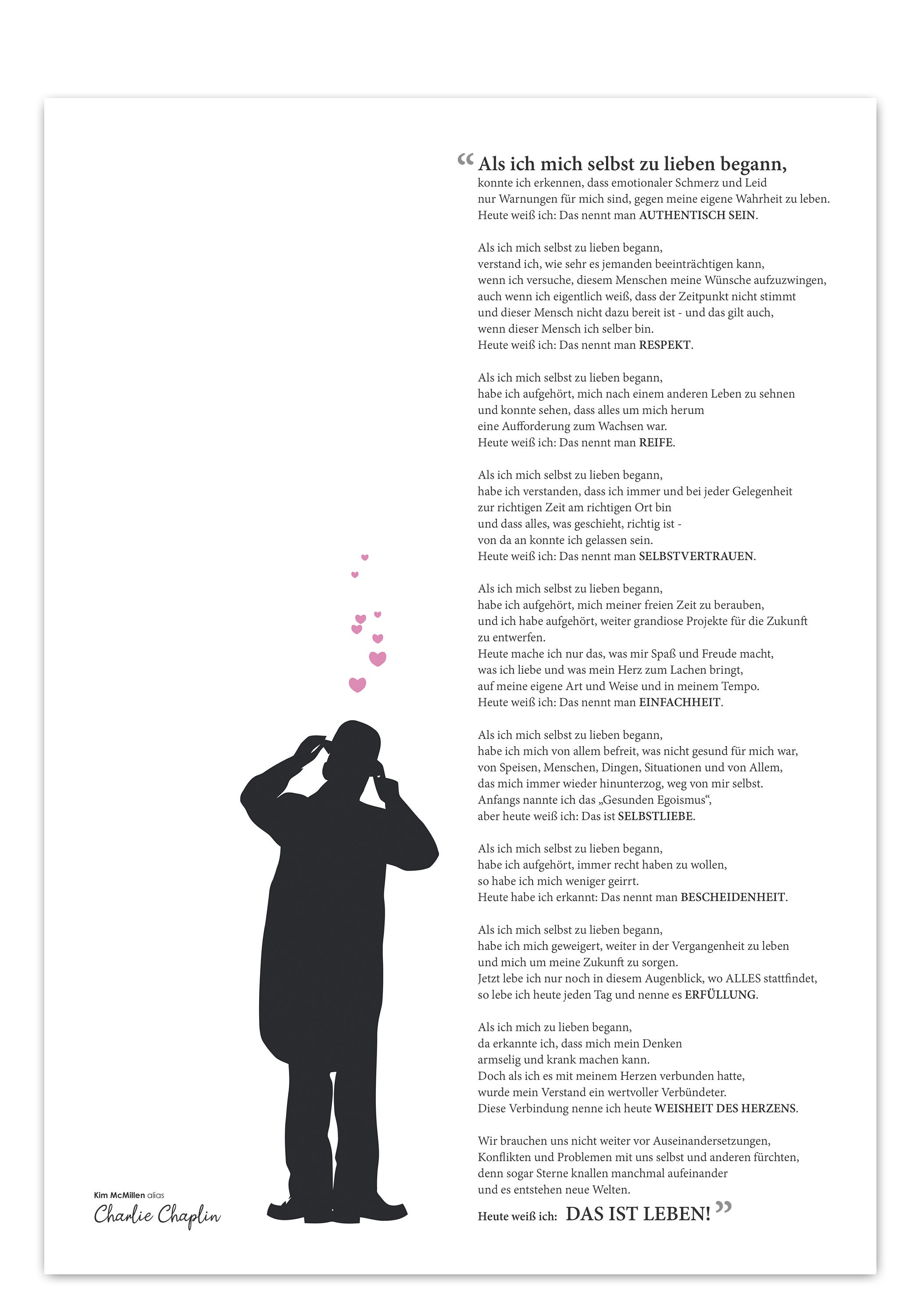 Charlie Chaplin Als Ich Mich Selbst Zu Lieben Begann Poster