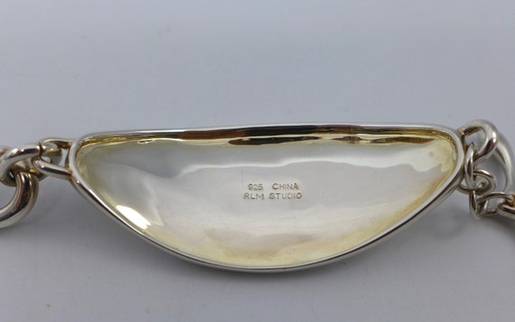 925 Sterling Silver ID Bracelet Oval Link RLM Stu… - image 4