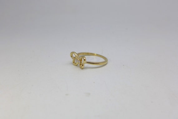 Butterfly Ring 3 Diamonds 14kt Yellow Gold Size 5… - image 2