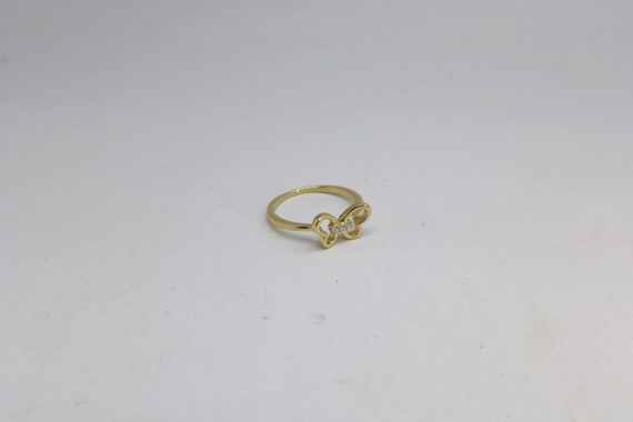 Butterfly Ring 3 Diamonds 14kt Yellow Gold Size 5… - image 3