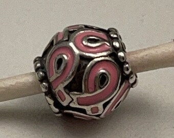 thumbnail image 2 of Pandora Sterling Silver Pink Enamel Ribbon Awareness Charm - 790755EN24 - New Without Tags 2 of 4