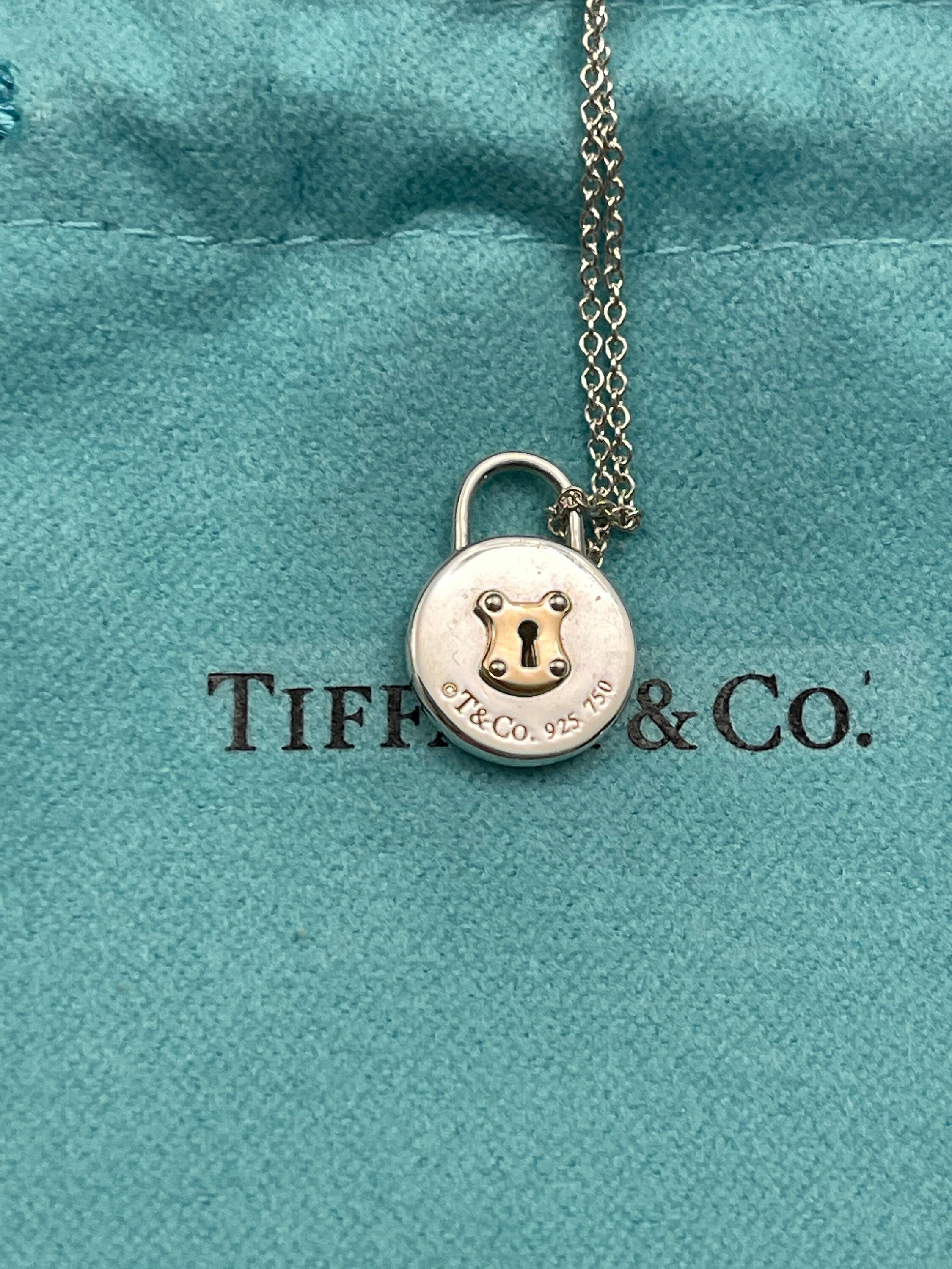 Authentic Tiffany & Co. Silver and 18K Gold Round Mini Lock 