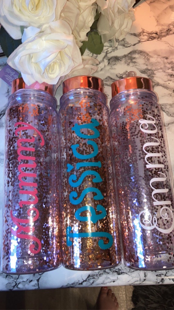 Personalised glitter water bottles only rose gold glitter Etsy