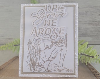Elegant Easter Card "Up from the Grave..." - Resurrection Sunday Card - Traditional Easter Card -  Religious Card w/ Jesus - Faith Card