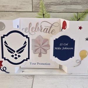 Military Promotion Card: Handmade Patriotic 3-D Congratulations Card