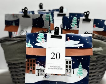 Adventskalender-Set "Winter-Wonderland" zum Befüllen | 24x Papiertüten und 24x Adventszahlen