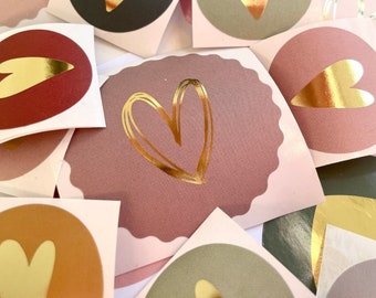 Sticker Set Goldherz | Goldene Hochzeit, Aufkleber mit Goldeffekt, Goldener Glanz