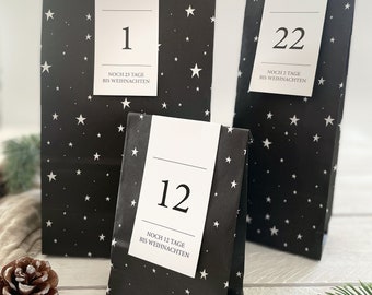 Advent calendar set "stars" for filling | 24x paper bags and 24x Advent numbers