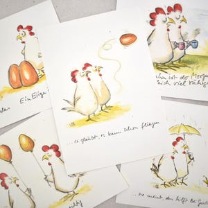5er Hühner-Cartoons Postkartenset | Grußkarte, Geburtstagskarte, witzige Sprüche