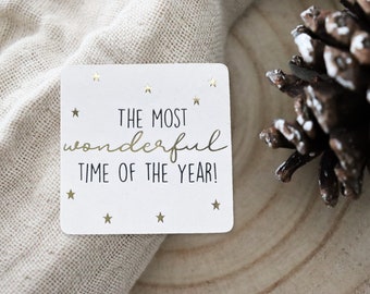 Weihnachten Sticker "wonderful time" | Weihnachtsetiketten, Weihnachtssticker, Geschenkaufkleber Weihnachten