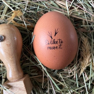 Eierstempel "Ei like to move it" | Stempel für Eier | Stempel auf Ei | Ministempel | Eistempel | Frische Eier | Bauernhof Stempel
