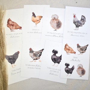 8er Postkarten-Set A6 Huhn Aquarell „Bunte Hühner“ | Grußkarte, Klappkarte, Spruch, Geburtstagskarte
