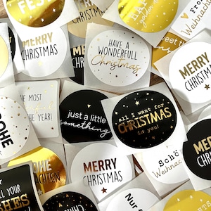 XXL 100-Teiliges Weihnachts-Sticker-Set | Weihnachtsgrüße | Merry Christmas, Frohe Weihnachten |  Sticker & Aufkleber | Goldfolie