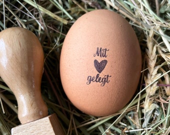 Eierstempel "mit Liebe gelegt" | Stempel für Eier | Stempel auf Ei | Ministempel | Eistempel | Frische Eier | Bauernhof Stempel