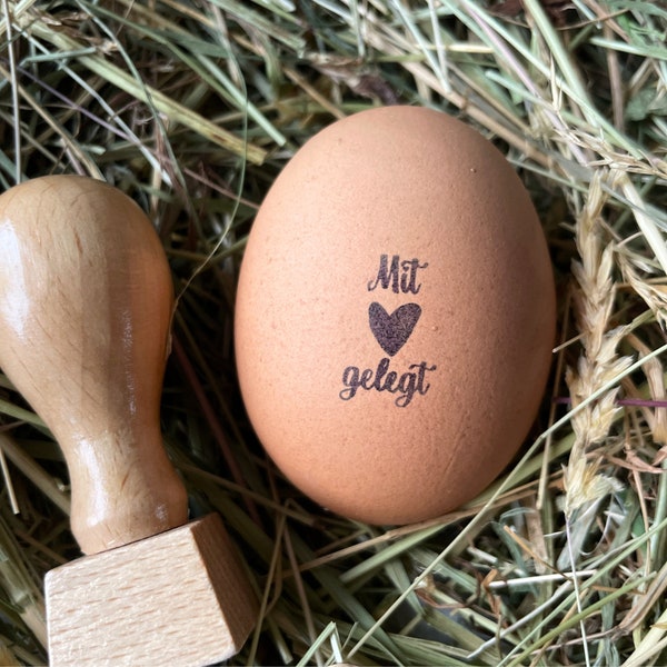 Eierstempel "mit Liebe gelegt" | Stempel für Eier | Stempel auf Ei | Ministempel | Eistempel | Frische Eier | Bauernhof Stempel