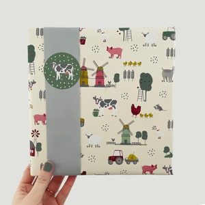 30 x 100 cm wrapping paper farm beige | Wrapping paper gift birthday gift packaging agriculture cow pig chickens farm