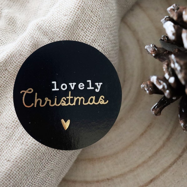 Weihnachten Sticker "Lovely Christmas" | Weihnachtsetiketten, Weihnachtssticker, Geschenkaufkleber, Weihnachten, Frohe Weihnachten, Fest