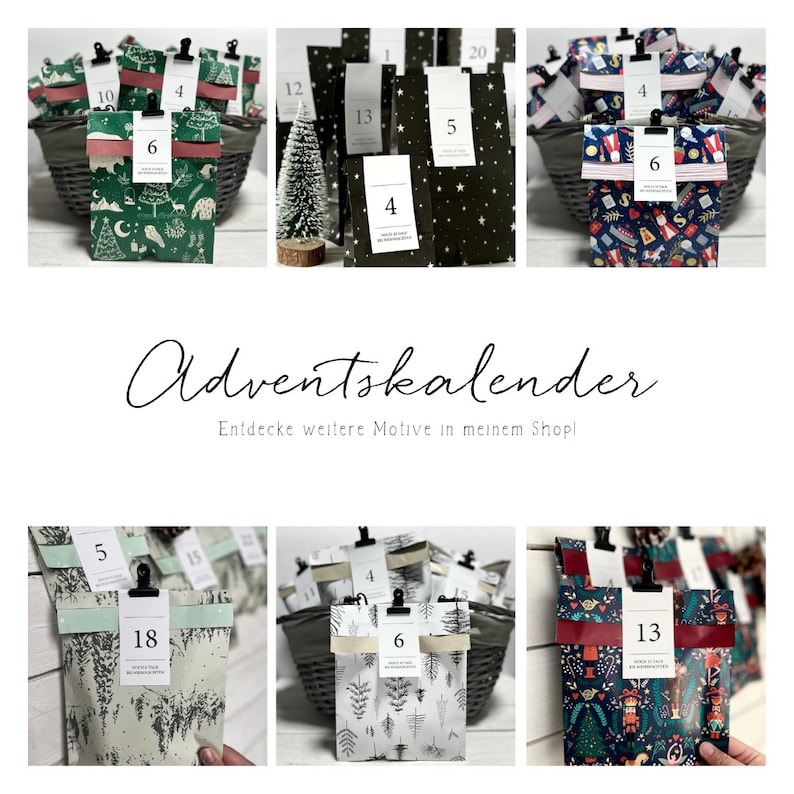 Adventskalender Set Sterne zum Befüllen 24x Papiertüten und 24x Adventszahlen Bild 3