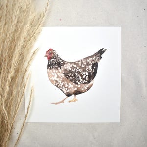 Schwedisches Blumenhuhn Aquarell Quadrat | Grußkarte, Spruch, Geburtstagskarte, Aquarellbild, minimalistisches Design quadratisch