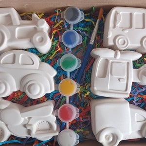 Paint your own Transport set, Painting, Kids Crafts, Art and Crafts, Transport, car, bus, tractor, van, motorbike