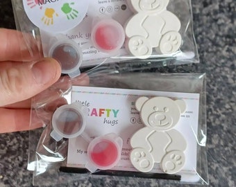 Paint your own Teddy Bear Mini Figure party bags, Party Favours, Thank you Gifts, Painting, Magnet,   Art and Crafts, Kids Crafts, Birthday