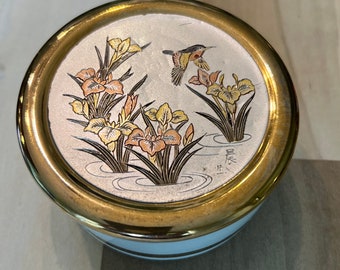Himark The Art of Chokin Bird in Flight over Water Lilies Trinket Box