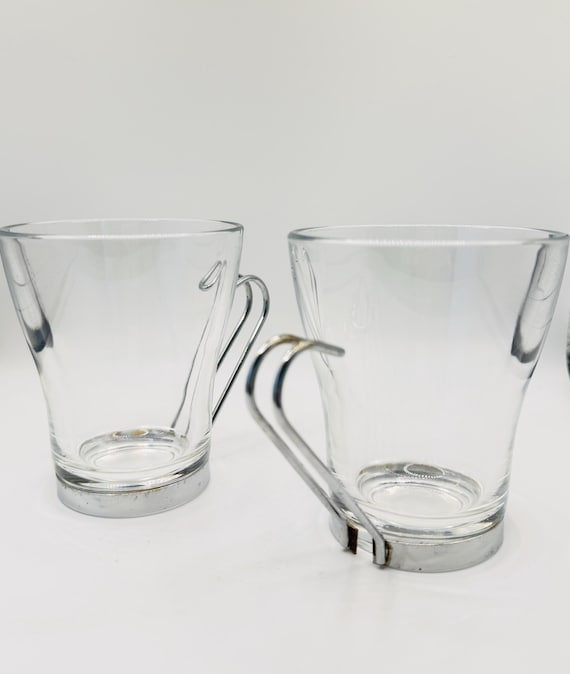 Paar italienische Cappuccino Glas Tassen von Vitrosax